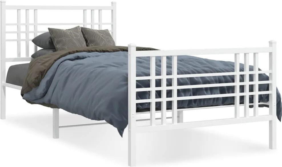 vidaXL fehér fém ágykeret fej- és lábtámlával 107 x 203 cm