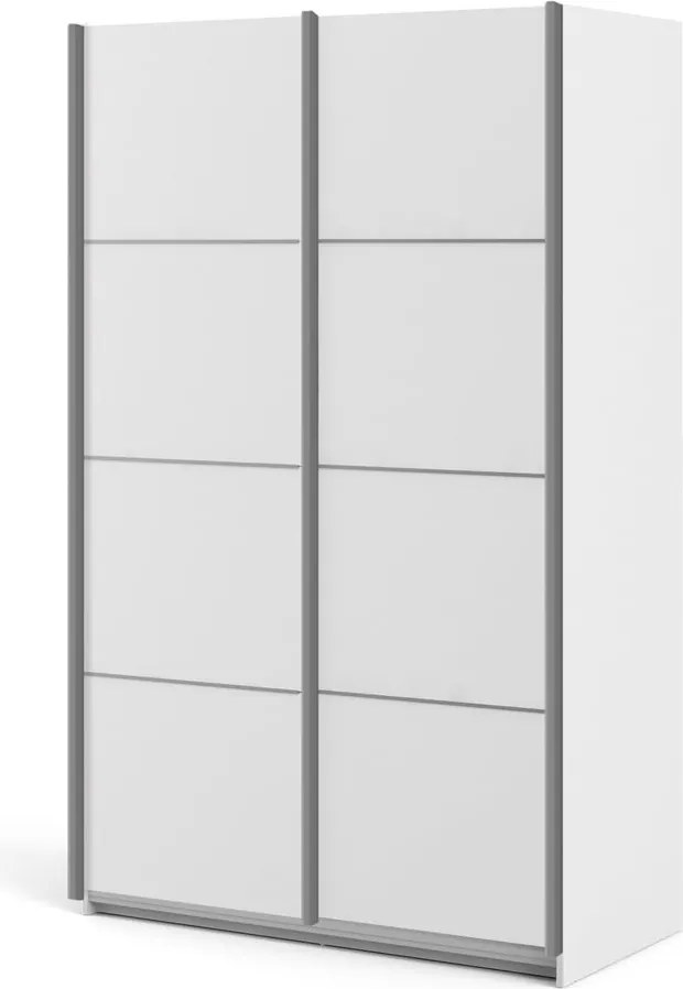 Verona fehér ruhásszekrény tolóajtókkal, 122 x 202 cm - Tvilum