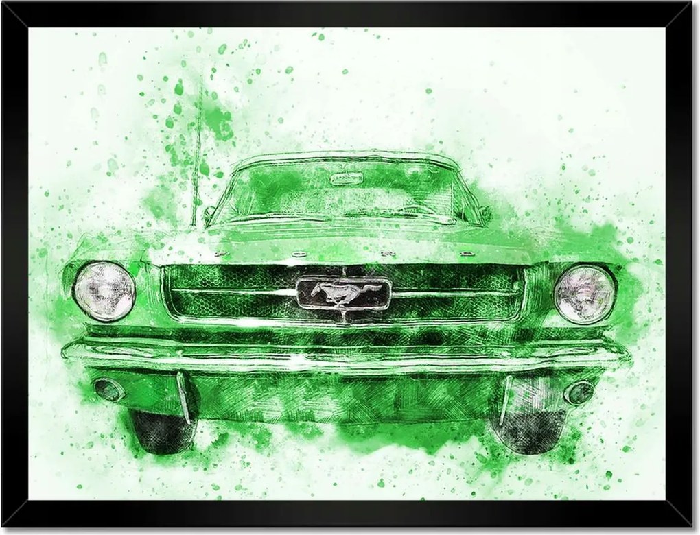 Poszterek keretben 40x30 Zöld akvarell Mustang