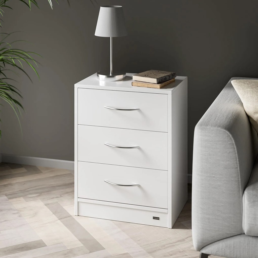 Casaria ELOISE éjjeliszekrény világítással, 54x39x28cm, fehér