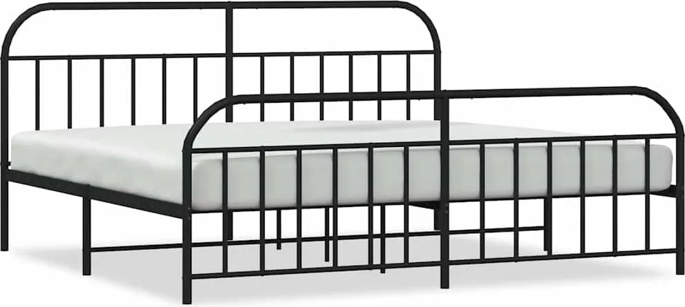 vidaXL fekete fém ágykeret fej- és lábtámlával 193 x 203 cm