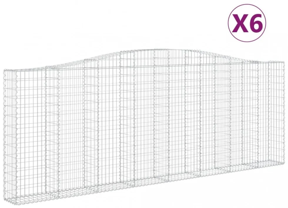 vidaXL 6 db íves horganyzott vas gabion kosár 400x30x140/160 cm