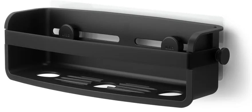 Fekete öntapadós műanyag fürdőszobai polc Flex Adhesive – Umbra