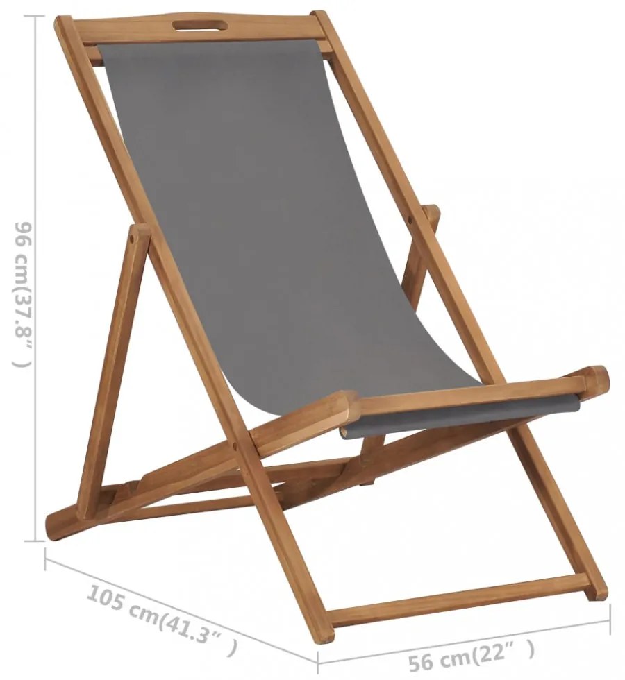 szürke összecsukható tömör tíkfa strandszék