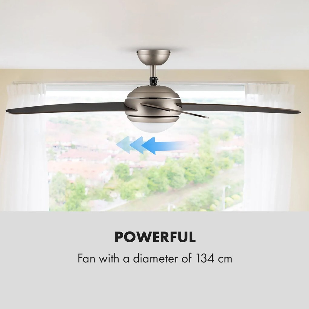 Bolero, 55W, mennyezeti ventilátor lámpával, 134cm, diófa karok, távirányító