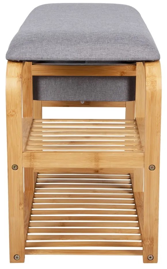 Bench bambusz cipőtartó szürke ülőrésszel, szélesség 70 cm - Leitmotiv