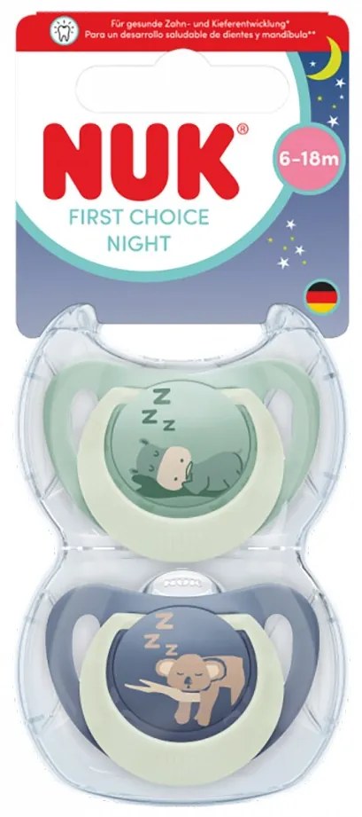 Baba cumi  NUK First Choice Night 0-6m 2 db Hippo/Koala, vel. 0-6 h