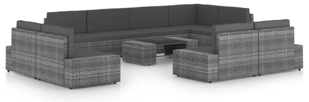 vidaXL 10 részes szürke polyrattan kerti ülőgarnitúra párnákkal