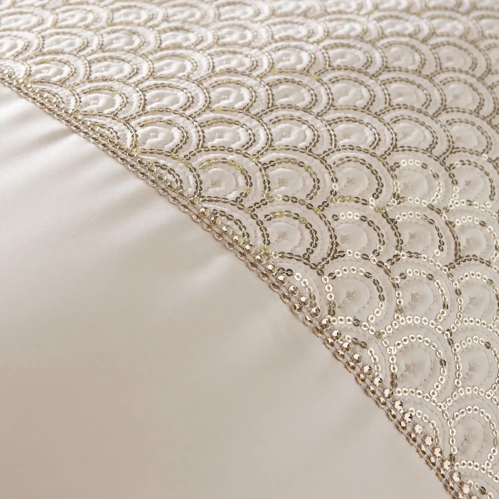 Bézs kétszemélyes mikroszatén ágyneműhuzat 200x200 cm Deco Sequin – Catherine Lansfield