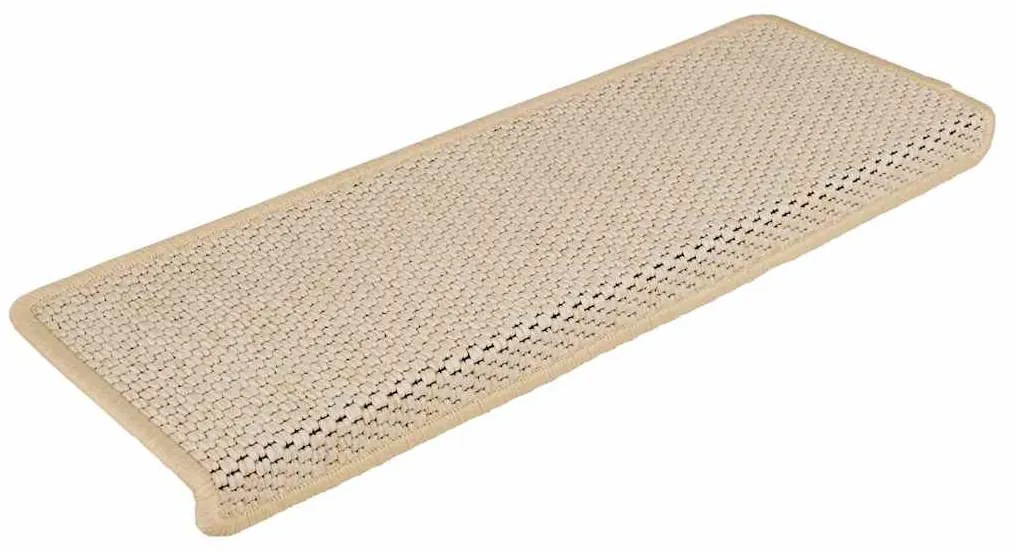 15 db szizál hatású krémszínű öntapadó lépcsőszőnyeg 65x21x4 cm