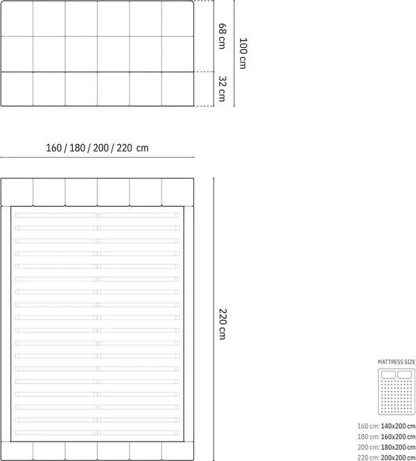 Krémszínű kárpitozott ágyneműtartós franciaágy ágyráccsal 160x200 cm Bellis – Micadoni Home