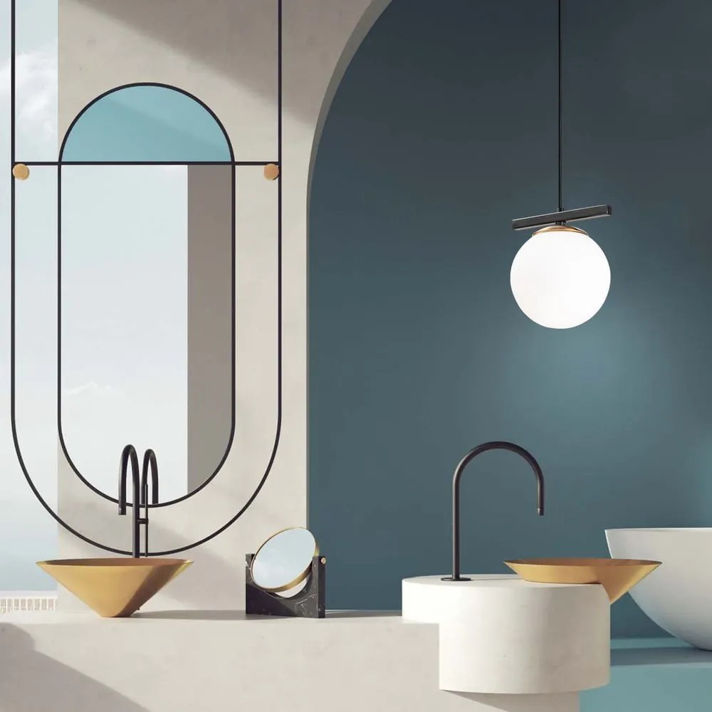 Fehér-fekete függőlámpa üveg búrával ø 15 cm Üzüm – Opviq lights