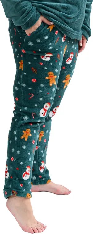 SNOWMAN AND GINGERBREAD zöld mikroplüss pizsama - különböző méretben Méret: XXL