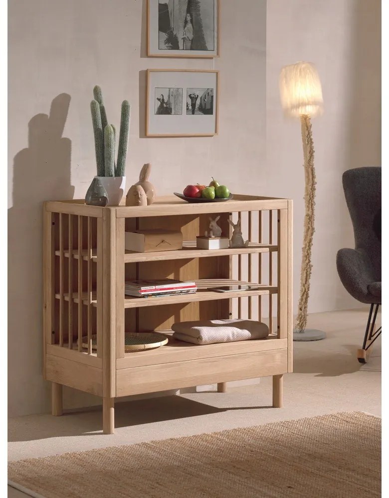 Natúr színű tölgyfa gyerek komód pelenkázó feltéttel 100x95x55 cm Forrest – Vipack