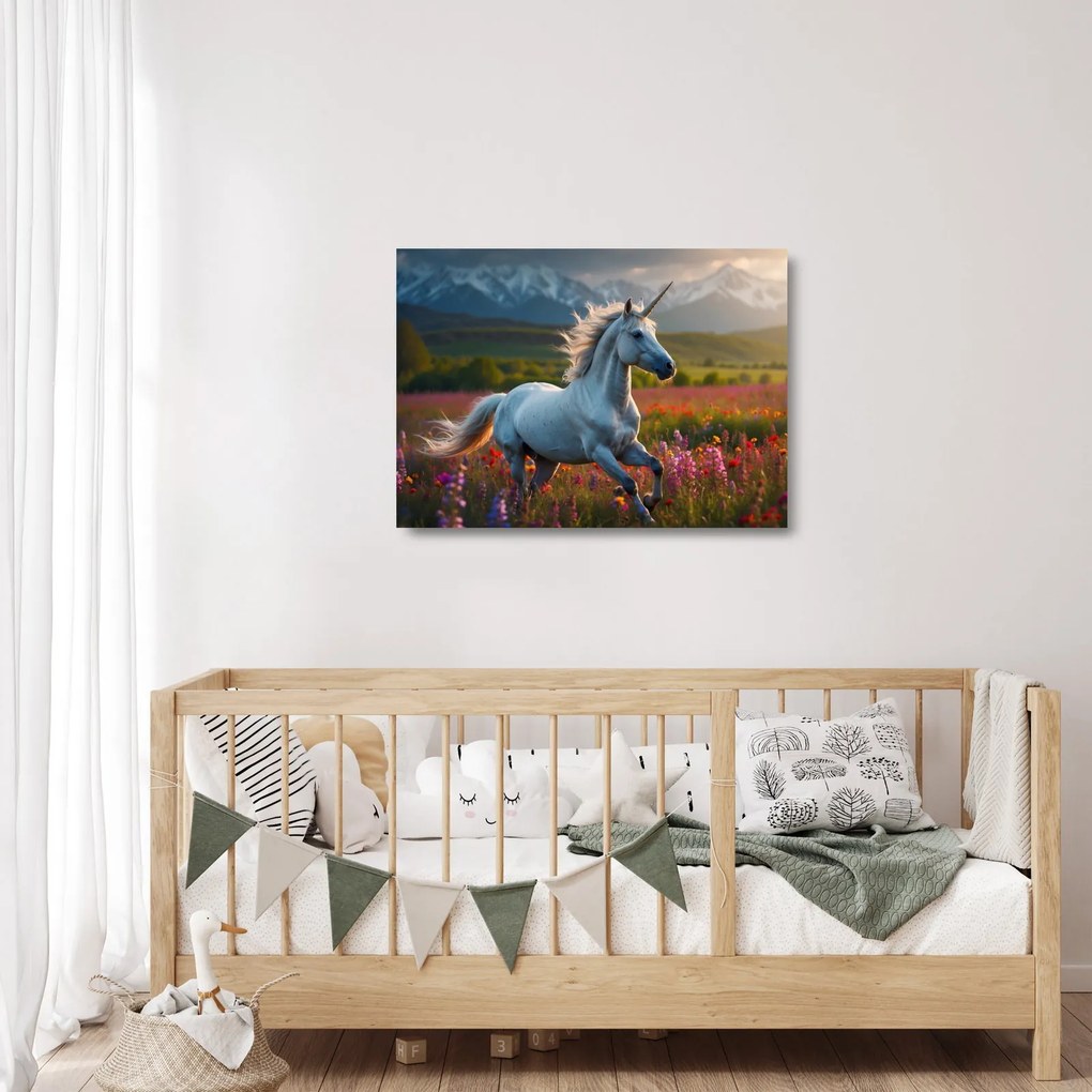 Üveg kép - Egyszarvú (70x50 cm)