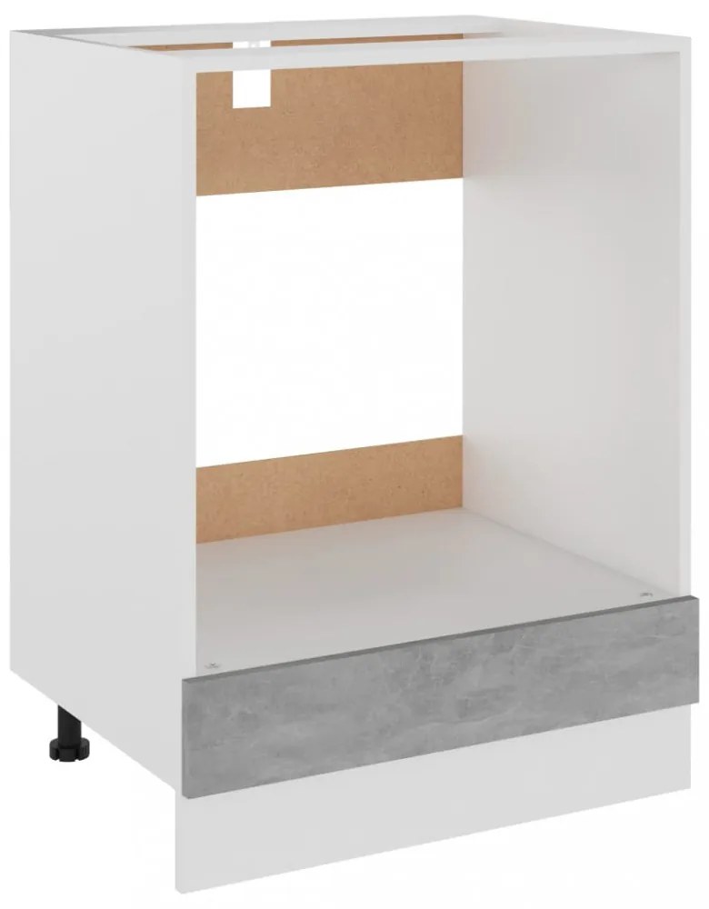 betonszürke szerelt fa sütőszekrény 60 x 46 x 81,5 cm