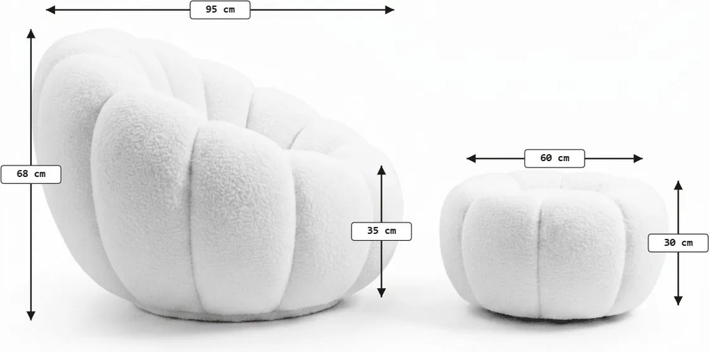 Design fotel BLOOM lábtartóval, világos rózsaszín