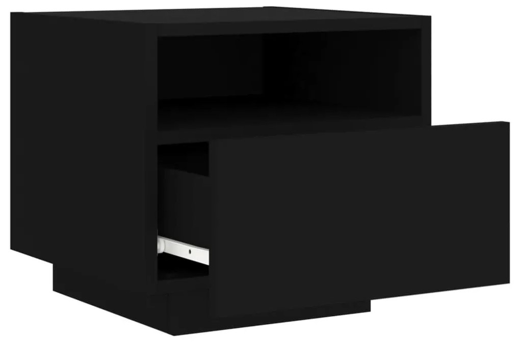 2 db fekete éjjeliszekrény LED-világítással 40 x 39 x 37 cm