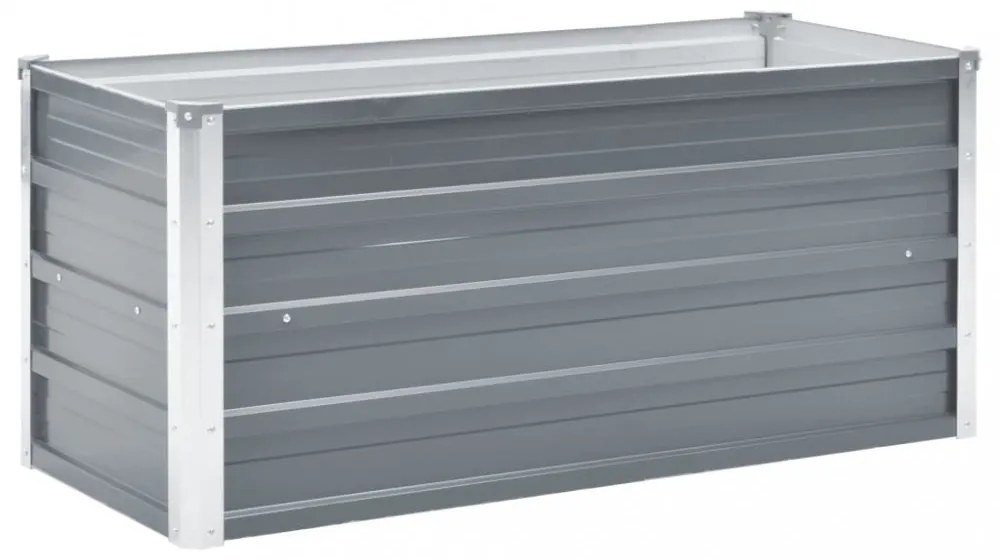 Szürke horganyzott acél kerti virágtartó 100 x 40 x 45 cm