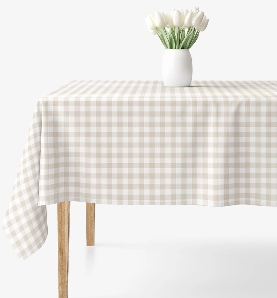 Goldea szögletes terítő 100% pamutvászon - latté kockás 80 x 80 cm