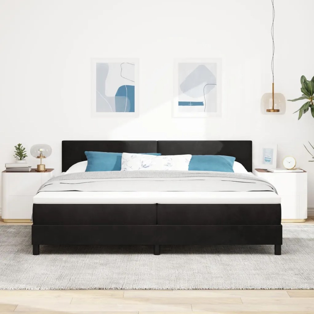 Boxspring Ágy Matrac 200x200 cm Fekete Bársony