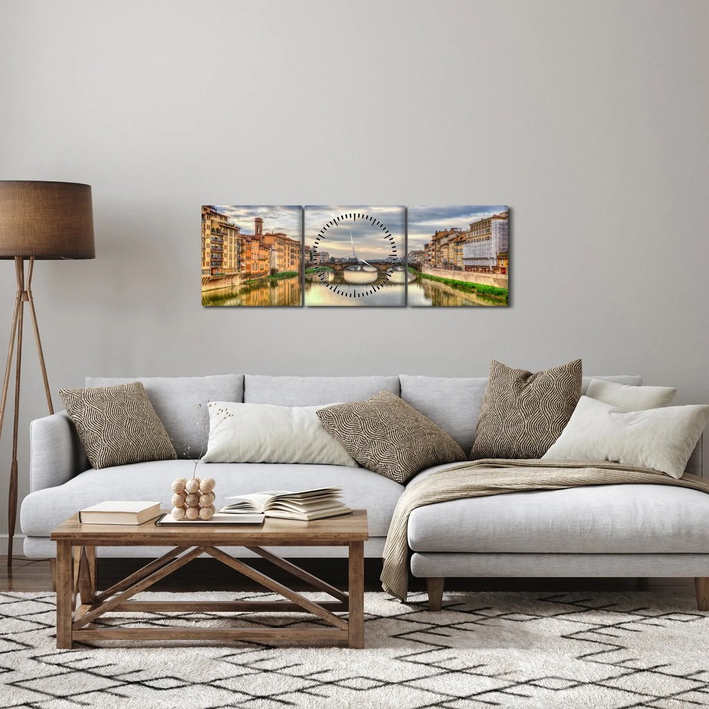 Város folyóval képe (órával) (90x30 cm)