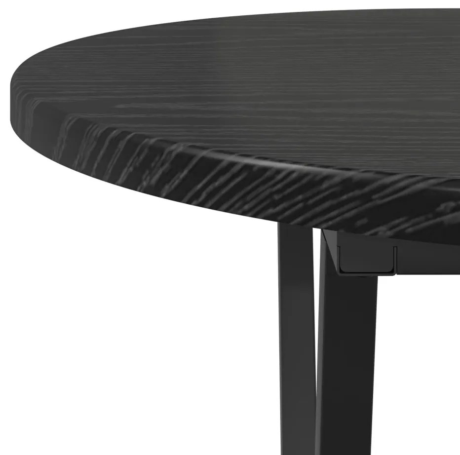 Fekete Tömörfa Dohányzóasztal 80x40x40,5 cm Műgyantával és Fémmel