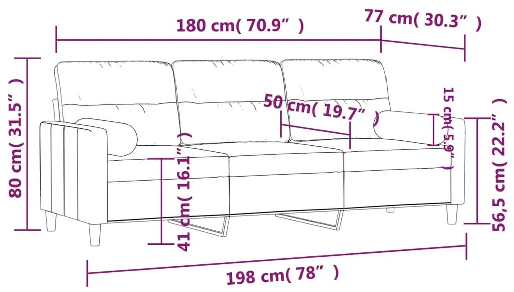 3 személyes világossárga szövet kanapé díszpárnákkal 180 cm