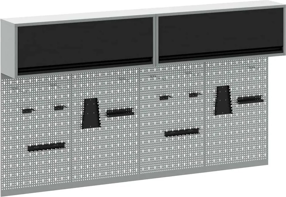 vidaXL Szerszámos szekrény készlet 6 pcs Fekete Porszórt acél