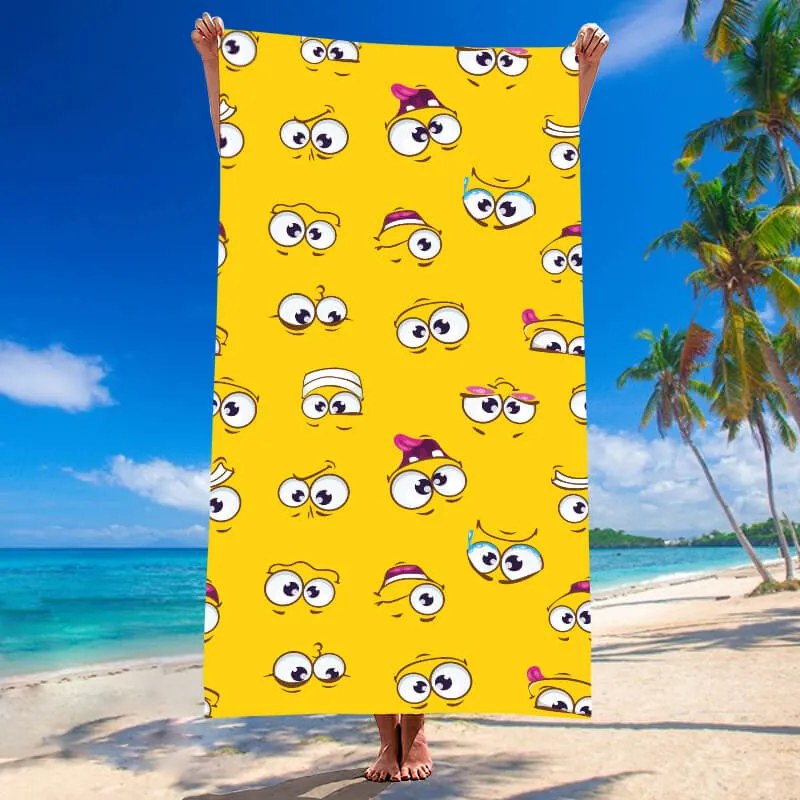 Strandtörölköző SMILE 100x180 cm sárga, 100% mikroszálas