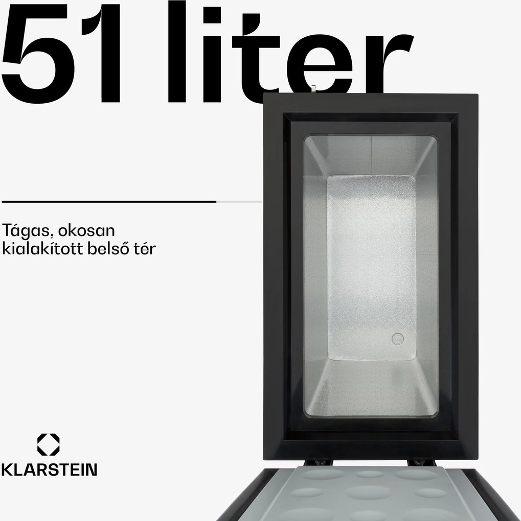Klarstein Iceblokk 51, fagyasztódoboz, szabadon álló, 51 l, zárható, E energiahatékonysági osztály, fekete