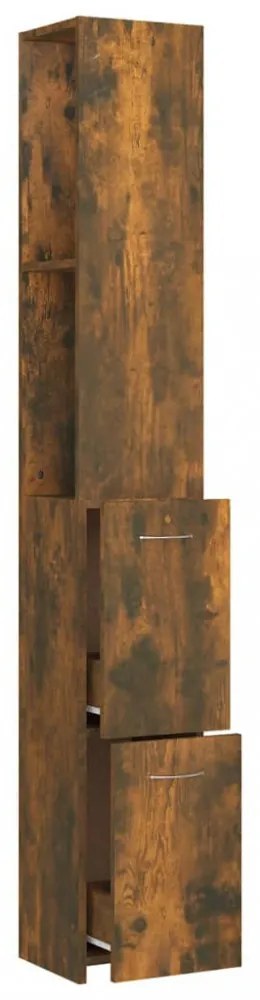 füstös tölgy színű szerelt fa fürdőszobaszekrény 25x26,5x170 cm