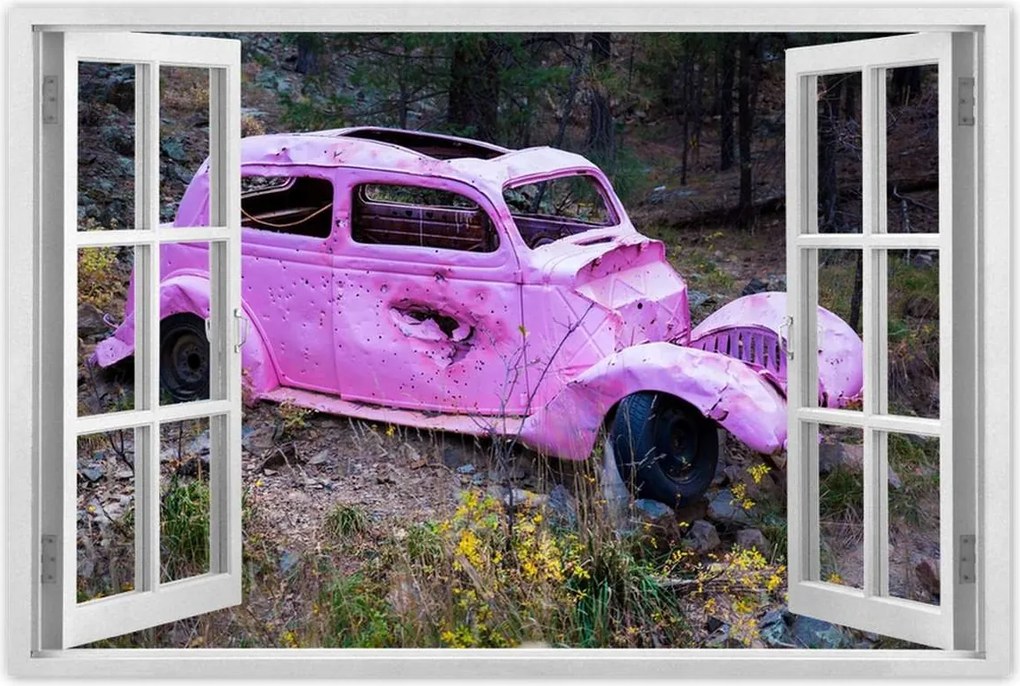 Poszter 60x40 Rózsaszín autóroncs