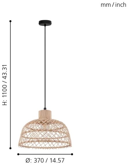 Eglo 43285 - Csillár zsinóron AUSNBY 1xE27/40W/230V