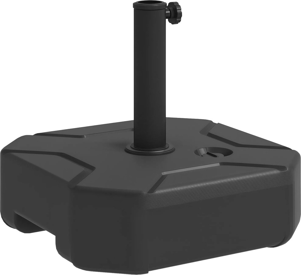 Outsunny tölthető napernyő állvány 25 kg-ig, Négyzet alakú napernyő tartó, Napernyő súly, Állvány 38/48 mm pálca átmérőhöz, erkélyre, teraszra, kertbe