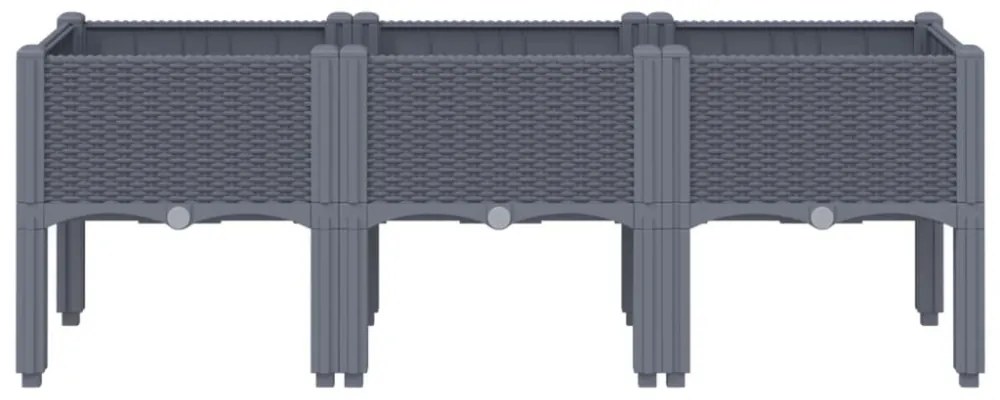 szürke PP rácsos kerti ültetőláda 120 x 40 x 42 cm