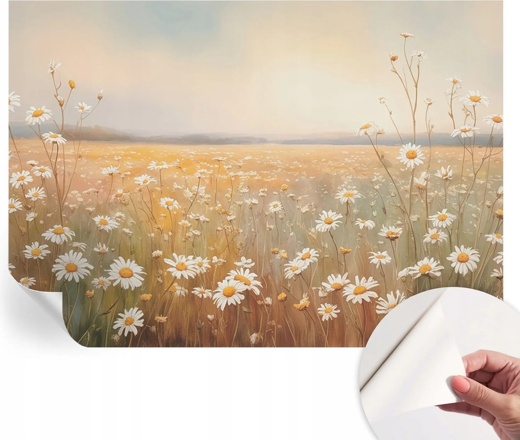 Öntapadós tapéta Divatos 3D fali ragasztóval Virágos rét 208x146 cm