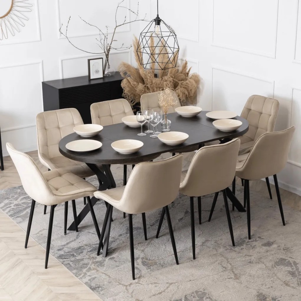 Bővíthető Étkezőasztal Fekete Színben. DORIAN 80-160 cm