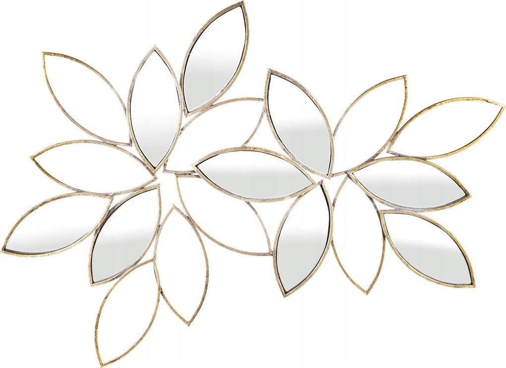 Fali dekoráció tükör arany fém tükör virágok