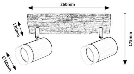 Rabalux 73122 - TORAS mennyezeti spotlámpa 2xGU10/5W/230V tölgy