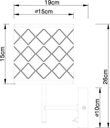 Globo 15229W Falikar textil,fekete-arany, BxH:150x260, AL:190, exkl. 1xE14 40W 230V