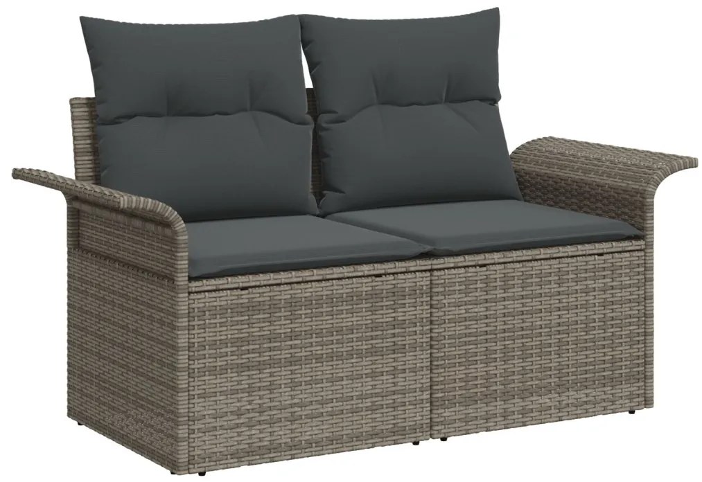 9 Darabos Kerti Sofa Szett Párnákkal Szürke Poli Rattan