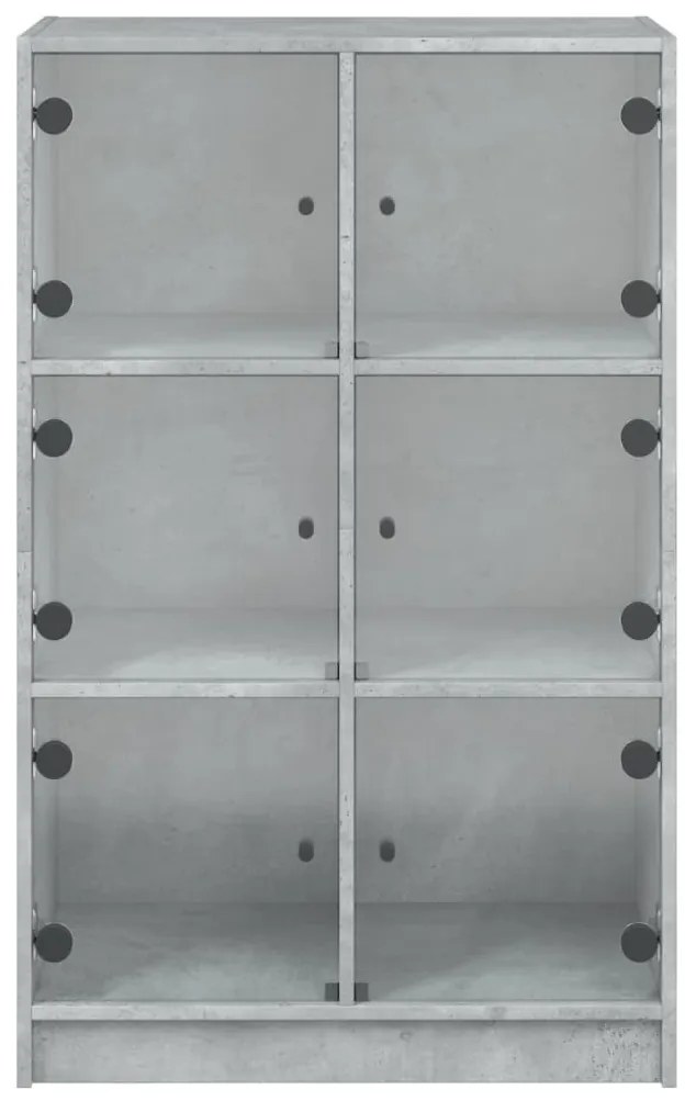 betonszürke szerelt fa magasszekrény ajtókkal 68 x 37 x 109 cm