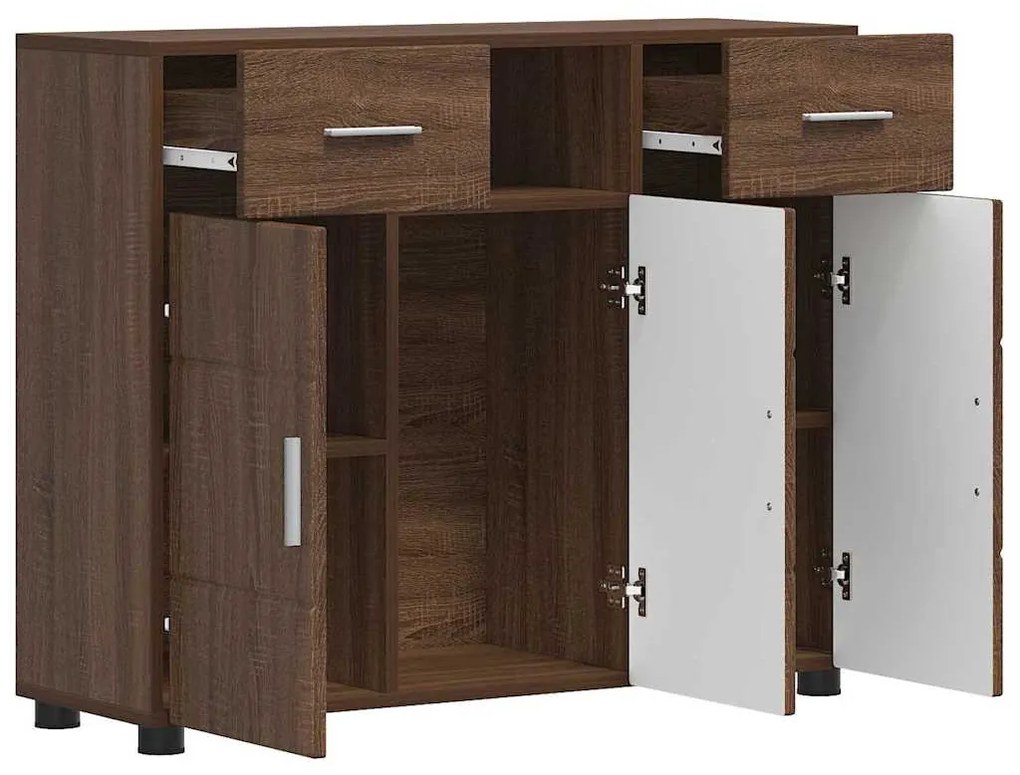 Széf fiókkal tárolóval barna tölgy 88.5 x 30.5 x 73 cm Faanyag