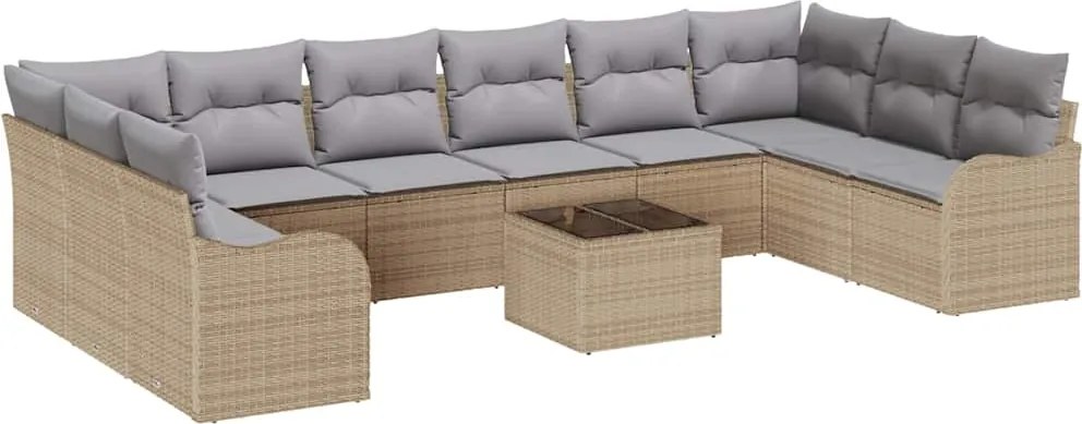 vidaXL Kerti Kanapé Szett Bézs polirattan