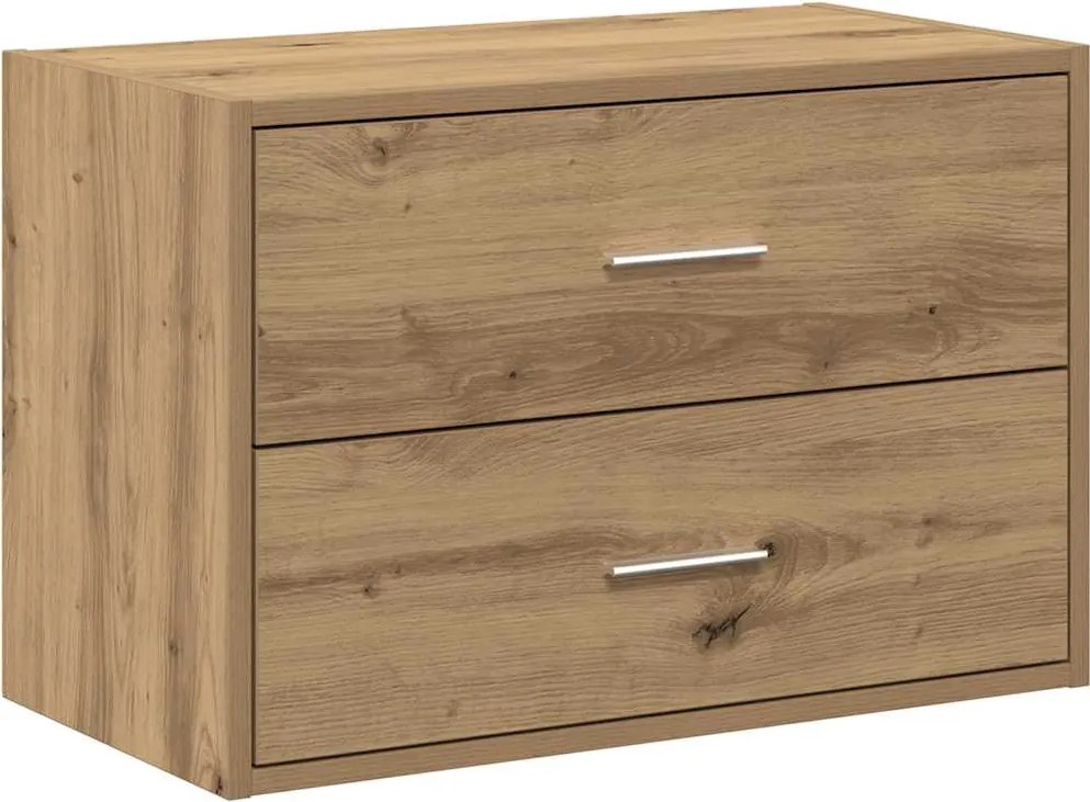 vidaXL kézműves tölgy színű szerelt fa szekrény 2 fiókkal 60x31x40 cm