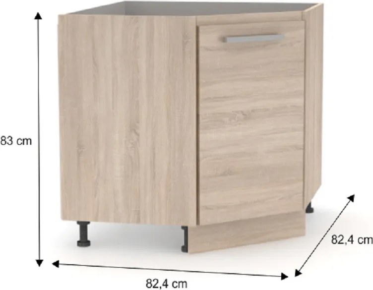 Alsó sarokszekrény, tölgy sonoma, univerzális, NOVA PLUS NOPL-065-RS