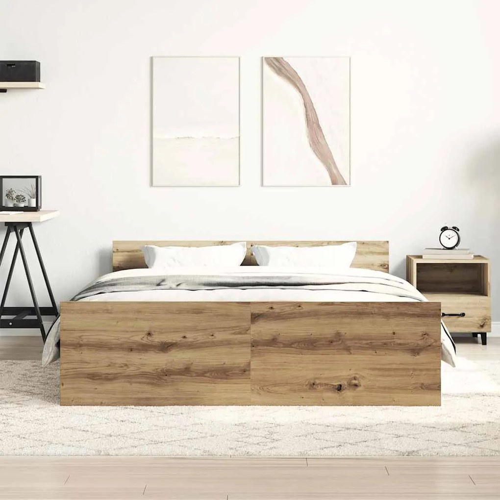 kézműves tölgy szerelt fa ágykeret matrac nélkül 140x200 cm