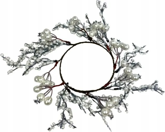 Karácsonyi koszorú gyöngyház golyókból 34 cm