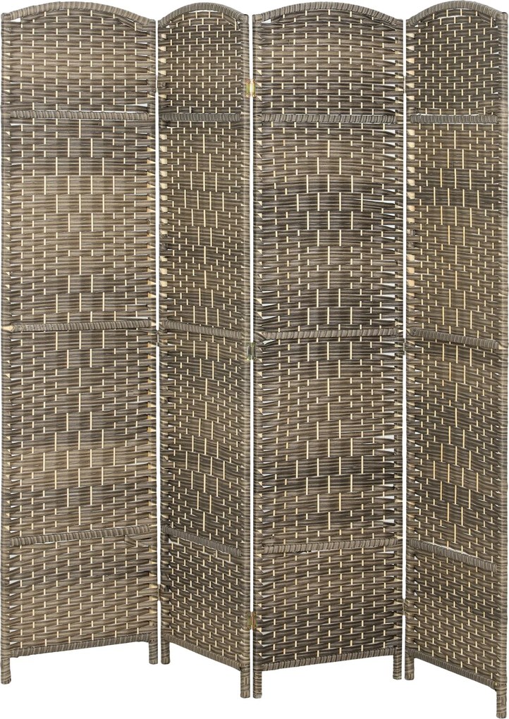 HOMCOM 4-paneles összecsukható paraván, 180 x 180 cm – sötét tölgy | Aosom